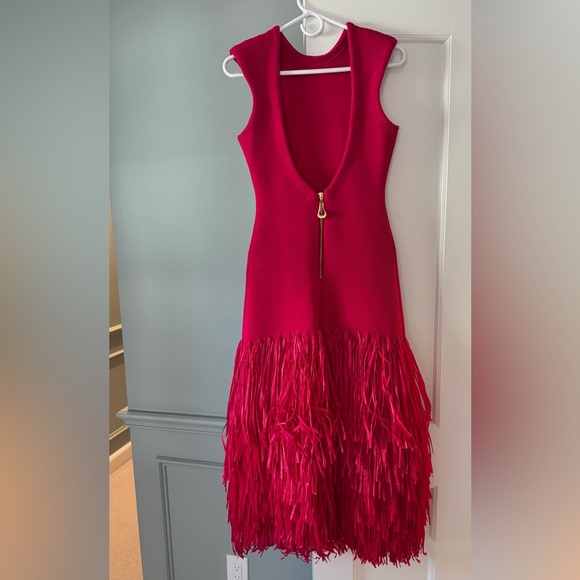 Aje Rushes Raffia Knit Midi Dress in Deep Fuschia Pink size small - Picture 12 of 13